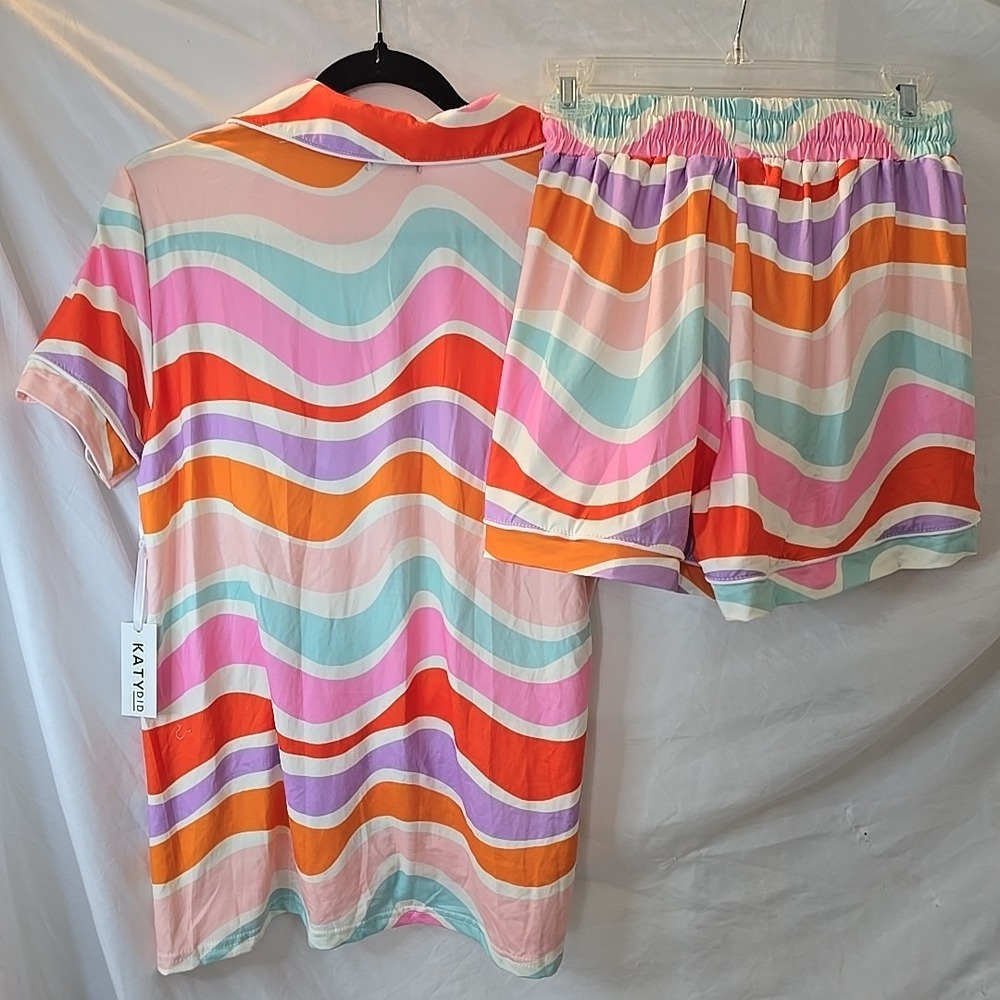 Katydid Multicolor Abstract Wave Pajama PJ Set Shorts/top‎ Size S NWT - Picture 9 of 16